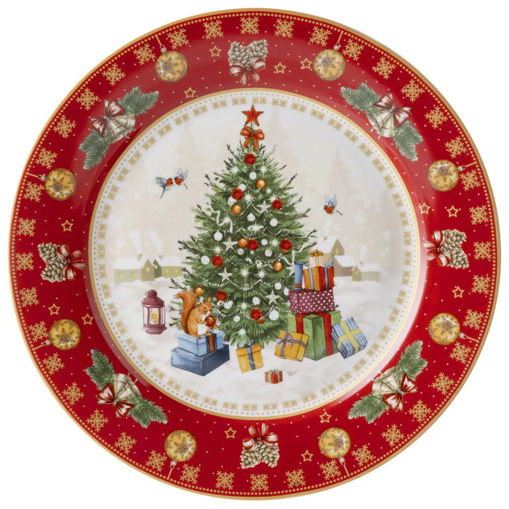 Тарелка обеденная Eлка Christmas Collection красная