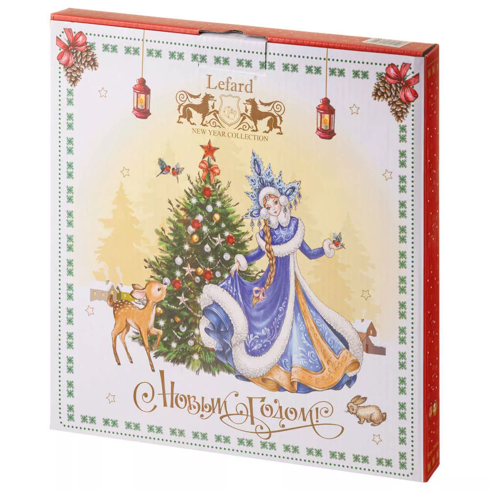 Тарелка обеденная Дед Мороз и Снегурочка Christmas Collection красная