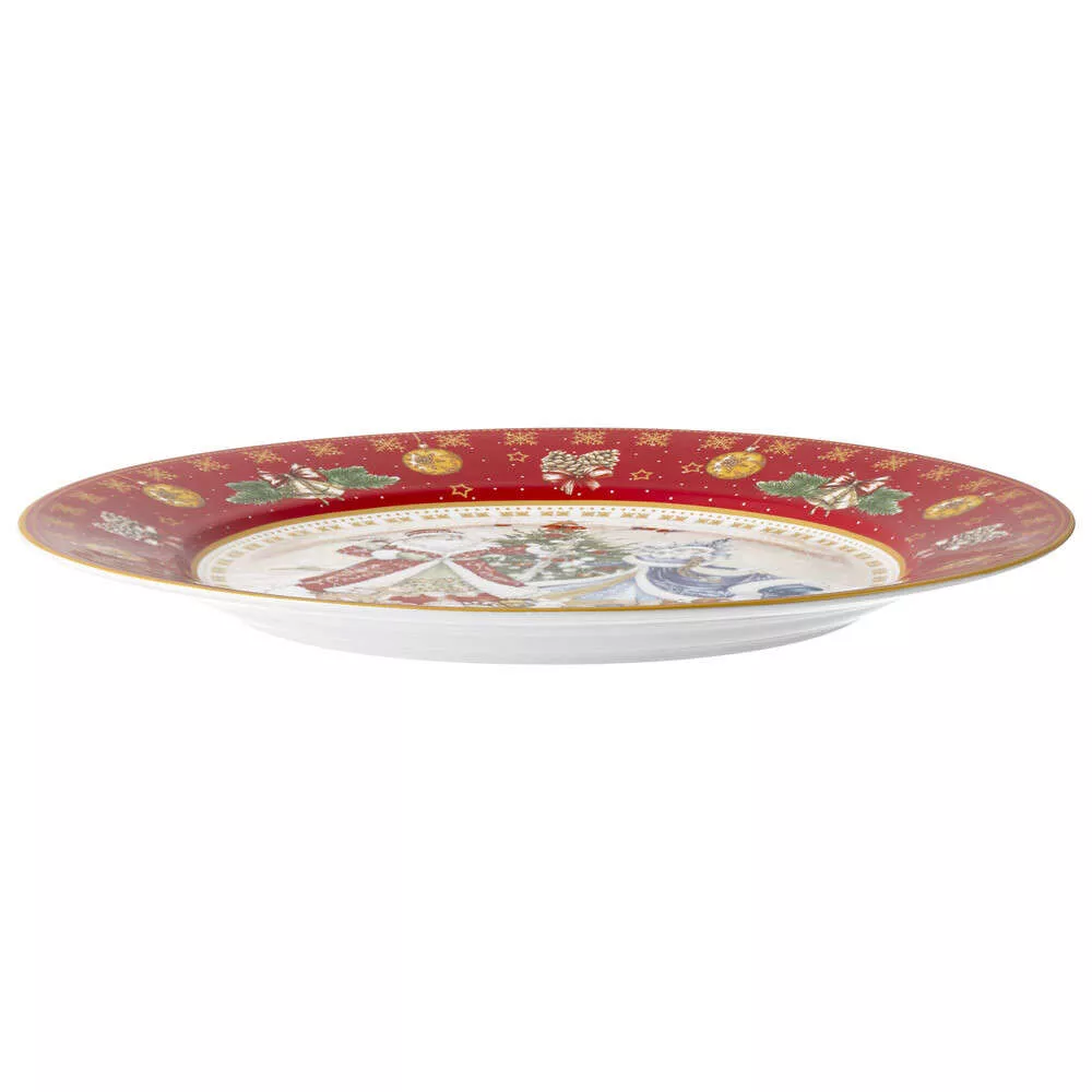 Тарелка обеденная Дед Мороз и Снегурочка Christmas Collection красная