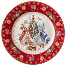 Тарелка закусочная Дед Мороз и Снегурочка Christmas Collection красная