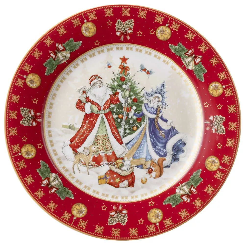Тарелка закусочная Дед Мороз и Снегурочка Christmas Collection красная
