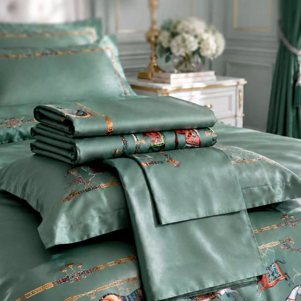 Комплект постельного белья king size Passage зеленый сатин