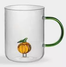 Кружка стеклянная Тыква зеленая ручка Bright pumpkin