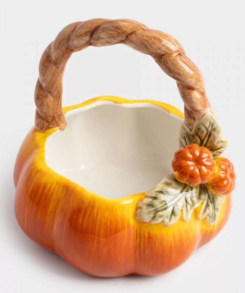Конфетница с ручкой оранжево-зеленая Тыква Bright pumpkin
