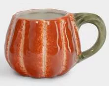 Кружка оранжево-зеленая Тыква с листом Bright pumpkin
