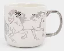 Кружка бело-серебристая Лошади Horse