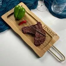 Блюдо из ясеня с металлической ручкой