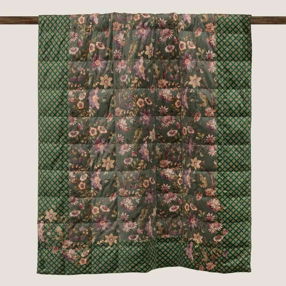Одеяло-комфортер FLORAL GREEN 130х170 вельвет, полиэстер 100%, начинка пух