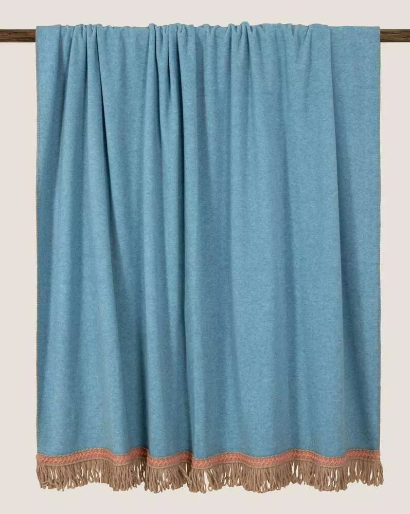 Плед Frati SOFT BAMBOO PAVONE с тесьмой Rousseau, бирюзовый, 160х200, бамбук 40% полиэстер 60%