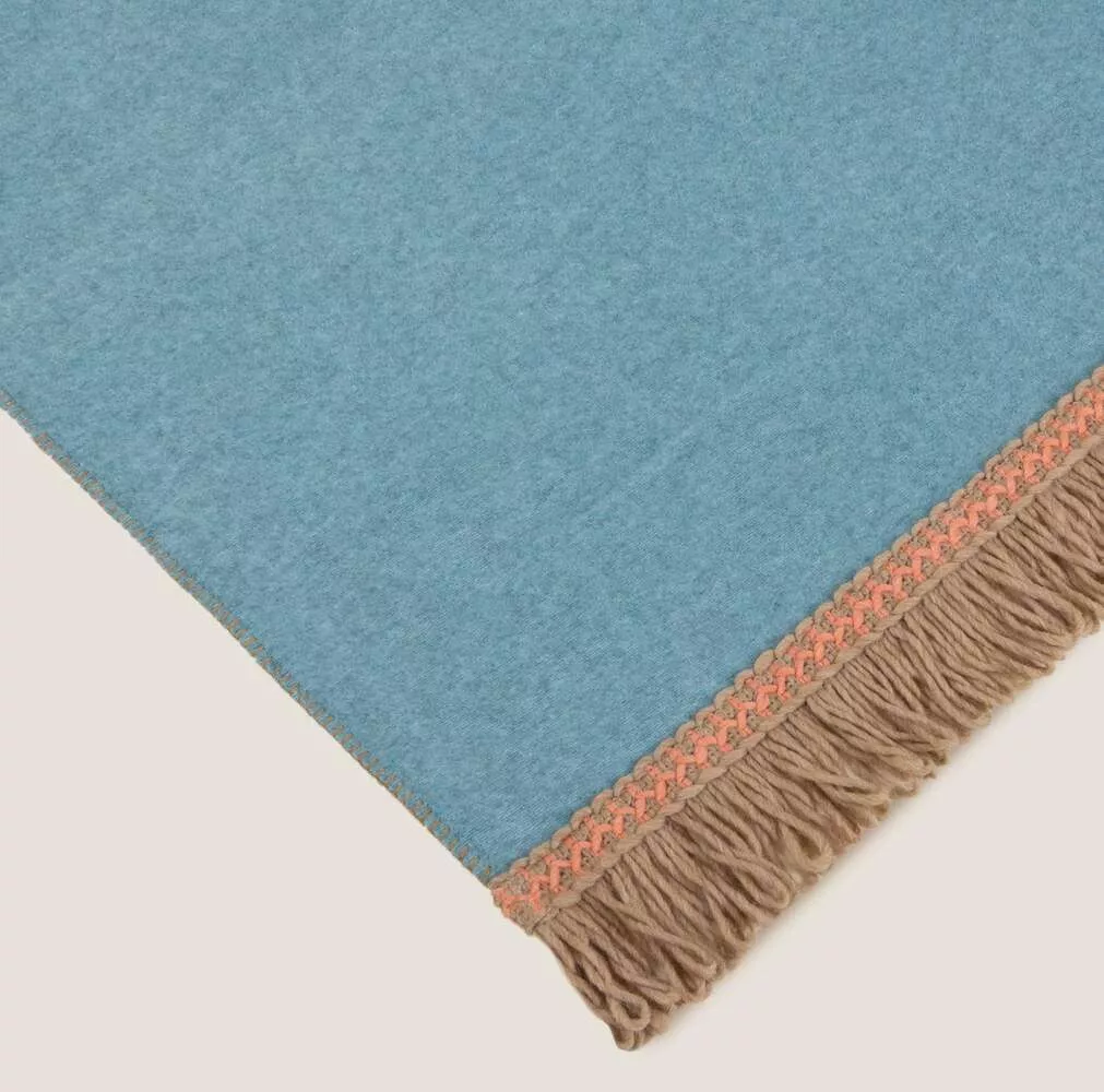 Плед Frati SOFT BAMBOO PAVONE с тесьмой Rousseau, бирюзовый, 160х200, бамбук 40% полиэстер 60%