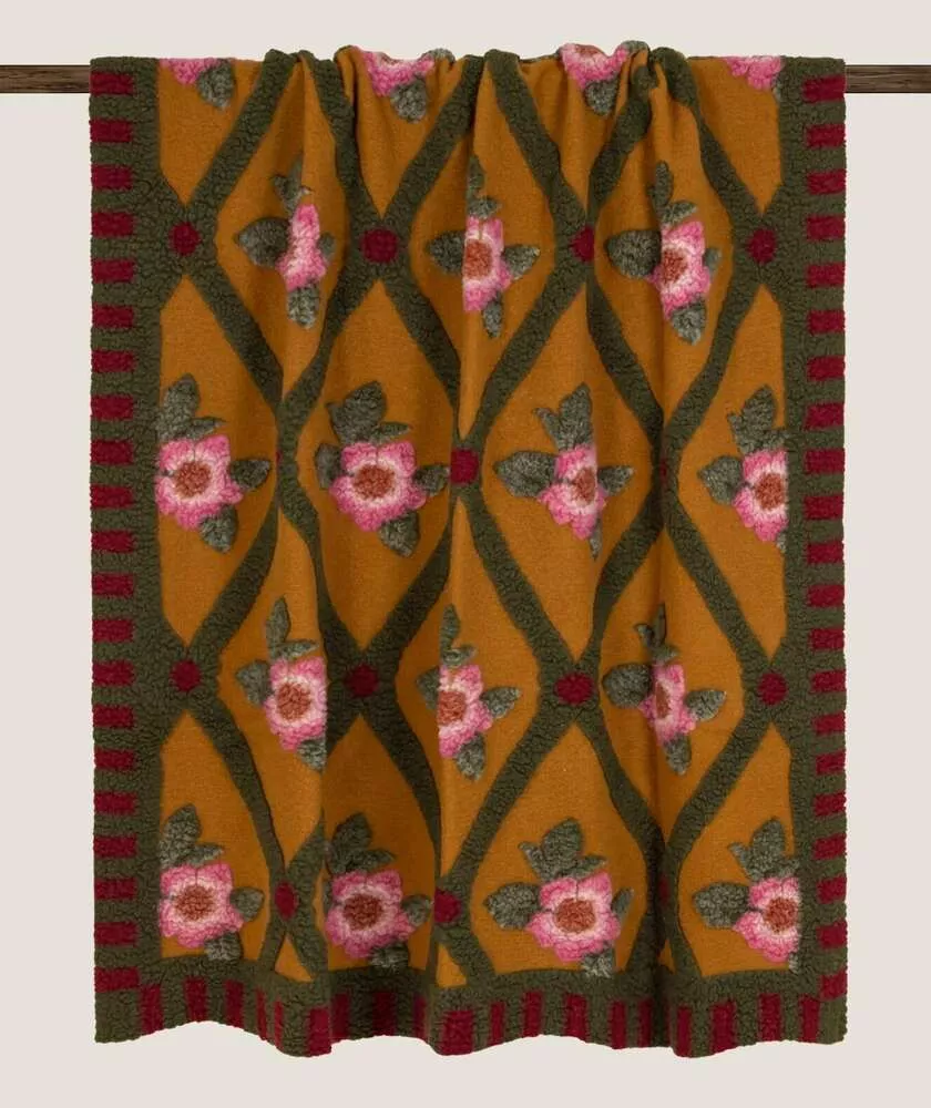 Плед Frati ROSE FLOWER SENAPE 150x190, шерсть 80% полиэстер 20%, 900г