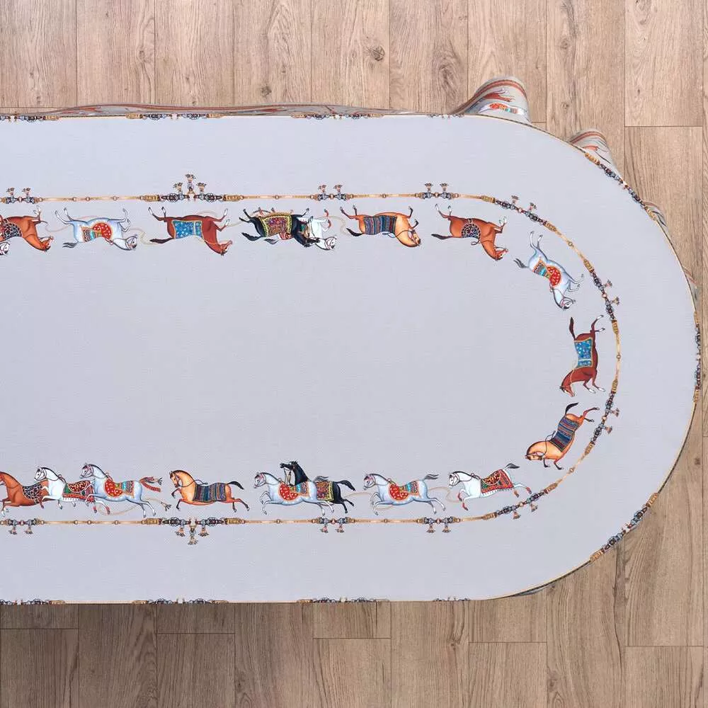 Скатерть овальная 140*300см Passage серая