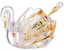 Икорница Лебедь Gold Glass с ложкой