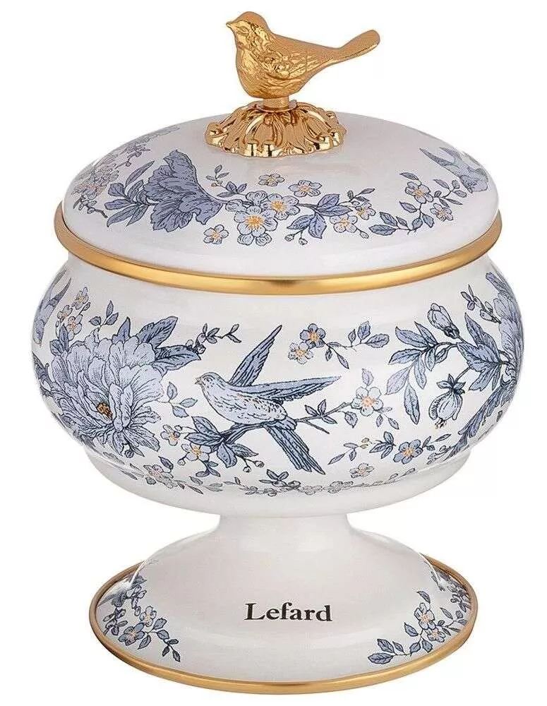 Сахарница эмалированная на ножке Royal Garden blue