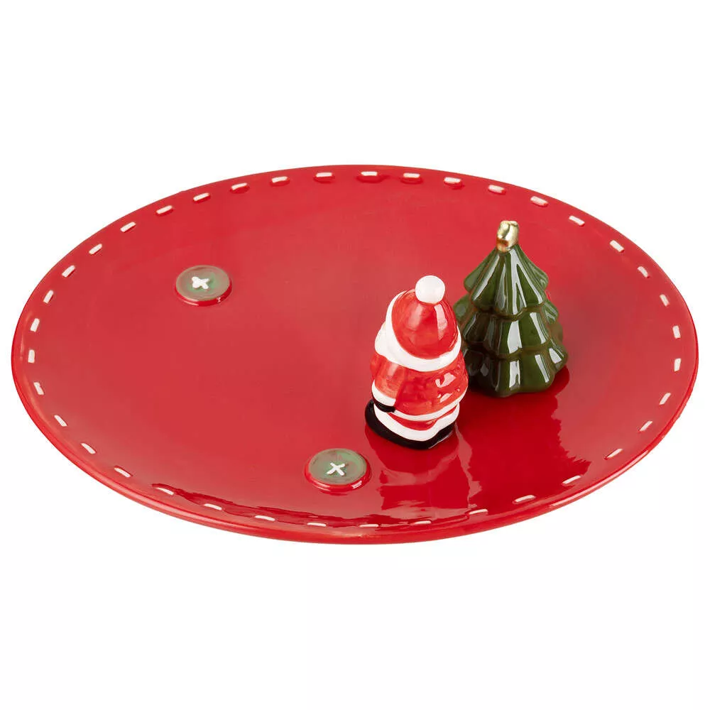 Блюдо сервировочное Christmas Gift Санта и Елка (красное)