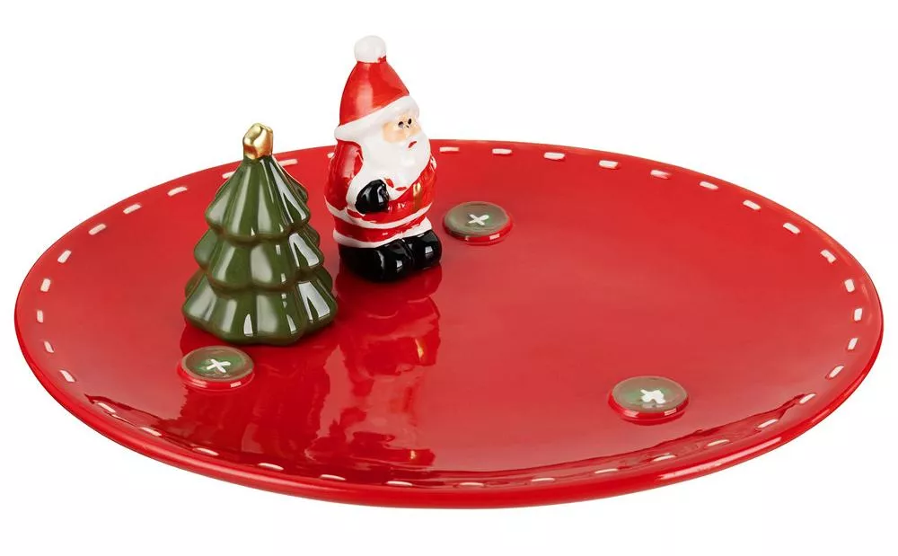 Блюдо сервировочное Christmas Gift Санта и Елка (красное)