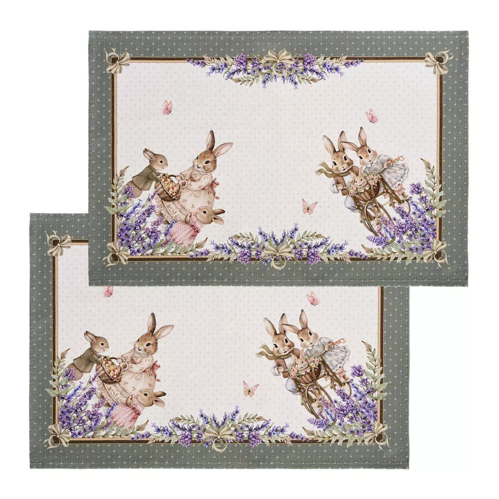 Набор из 2 полотенец Rabbit Family Лаванда мятный хлопок