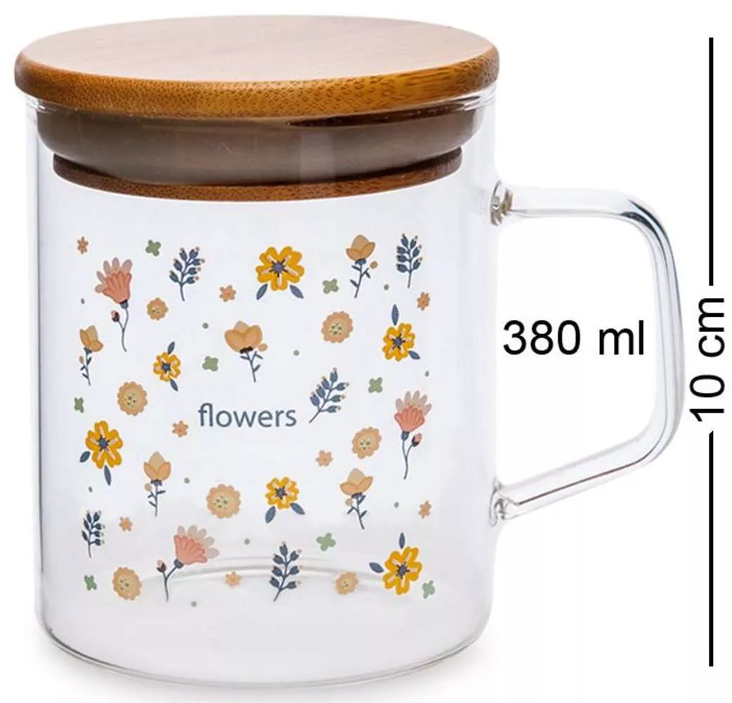 Кружка с крышкой Flowers