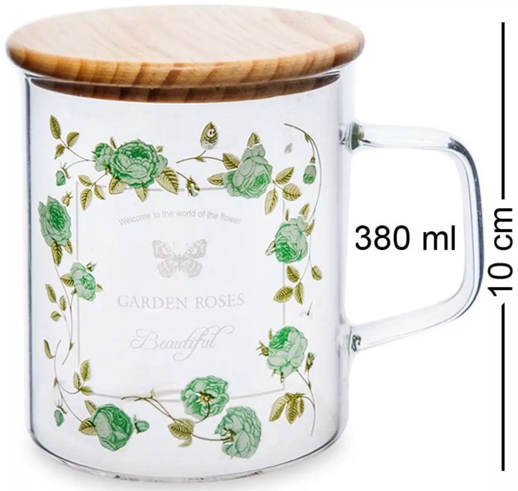 Кружка с крышкой Garden Roses green