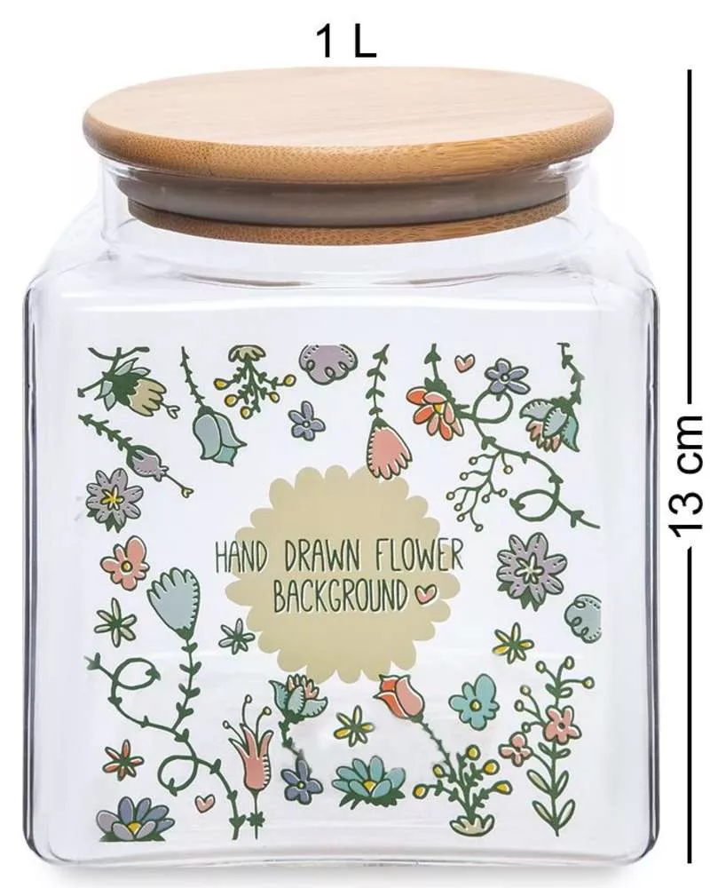 Банка для сыпучих продуктов Hand Drawn Flower Background