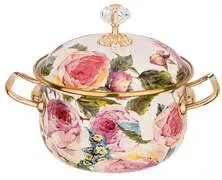 Кастрюля эмалированная с крышкой Vintage Flowers