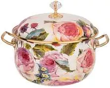 Кастрюля эмалированная с крышкой Vintage Flowers