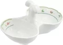 Солонка двойная Menuet (декор Роза, зеленая отводка)