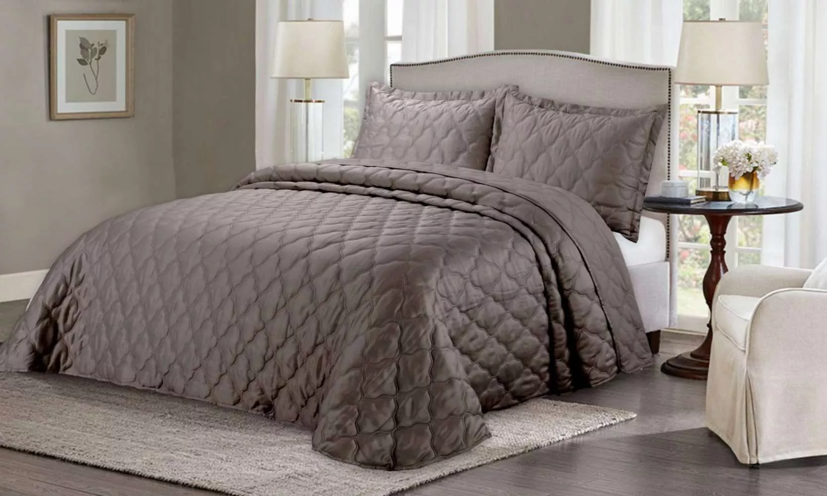Покрывало атласное Одри (шоколад)