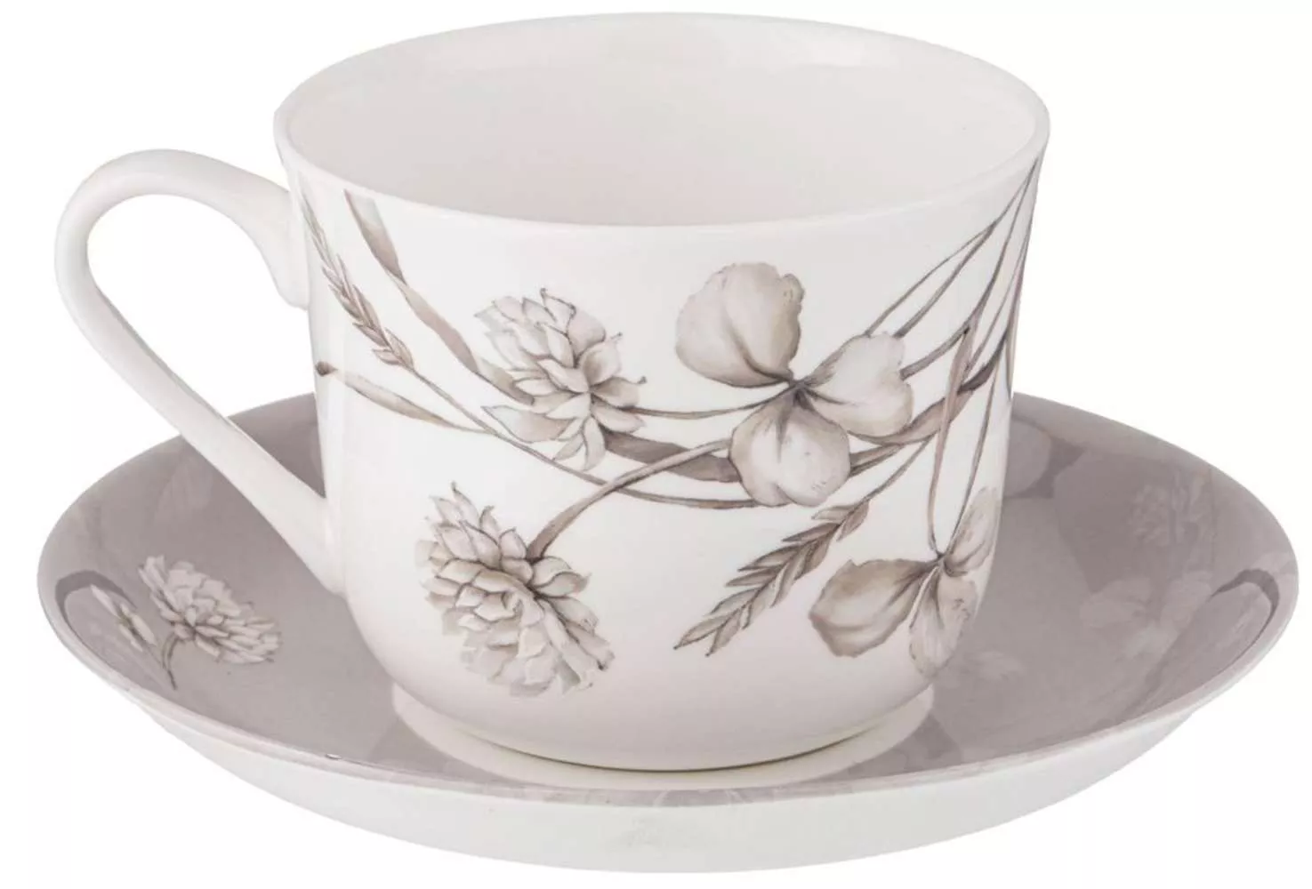 Чайная пара White flower (серая)