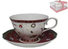 Чашка с блюдцем Новогодние игрушки