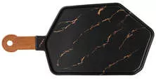 Менажница с деревянной ручкой Золотой мрамор (black)