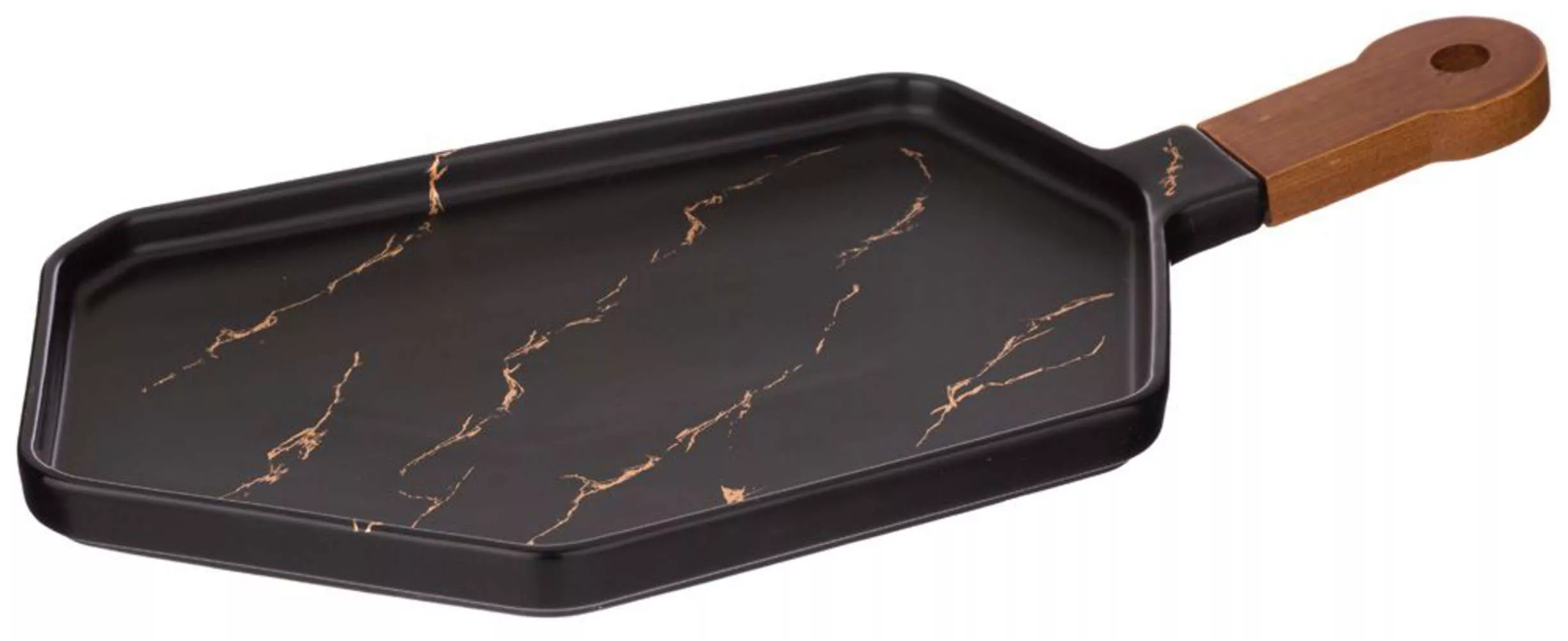 Менажница с деревянной ручкой Золотой мрамор (black)