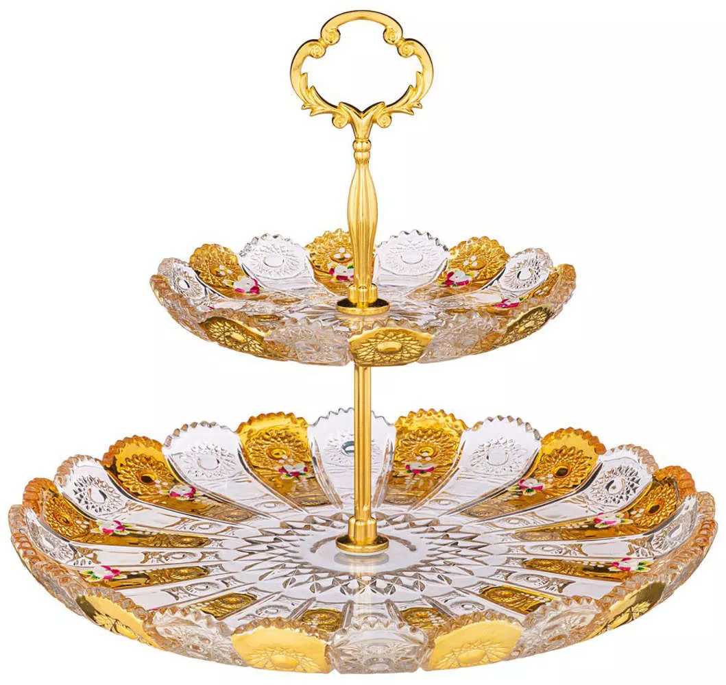 Фруктовница 2-х ярусная Gold Glass