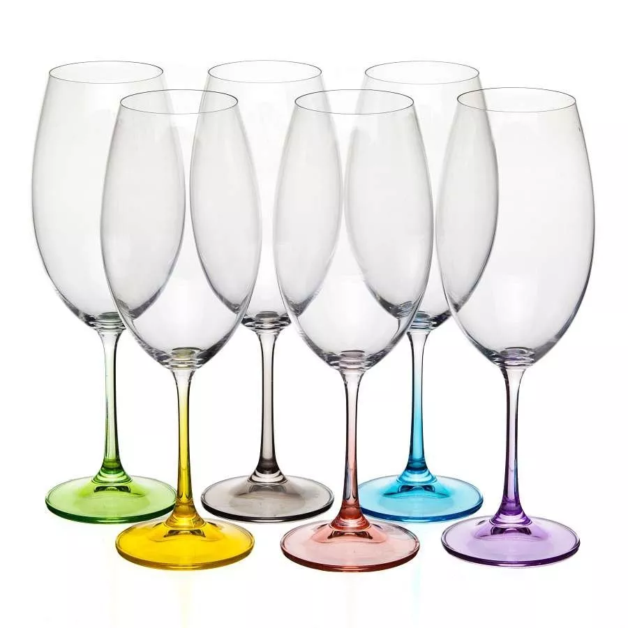 Набор из 6-ти бокалов для красного вина MILVUS Color mix цветные ножки