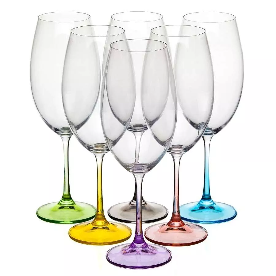 Набор из 6-ти бокалов для красного вина MILVUS Color mix цветные ножки