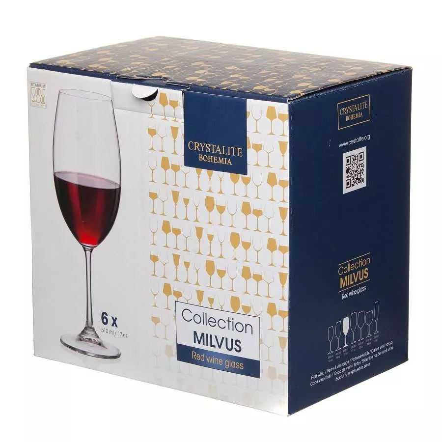 Набор из 6-ти бокалов для красного вина MILVUS Color mix цветные ножки