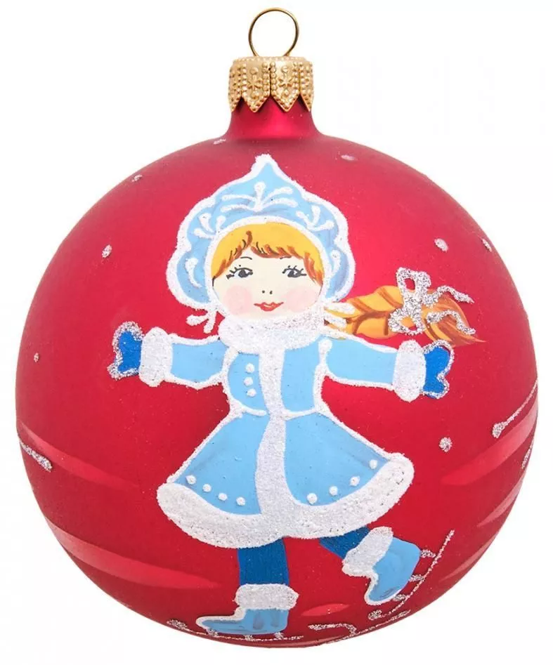 Ёлочное украшение Шар Снегурочка на коньках