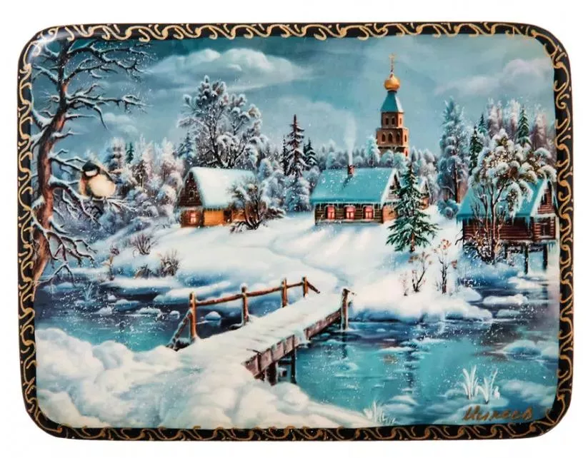 Шкатулка в технике декупаж Зима