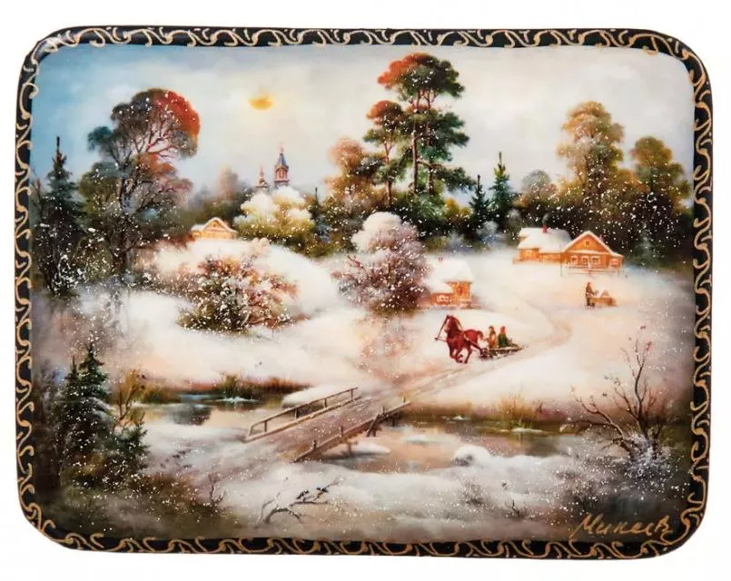 Шкатулка в технике декупаж Зима