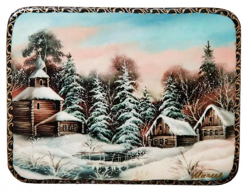 Шкатулка в технике декупаж Зима