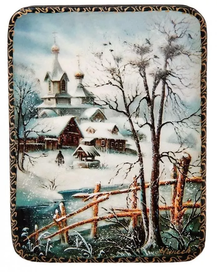 Шкатулка в технике декупаж Зима