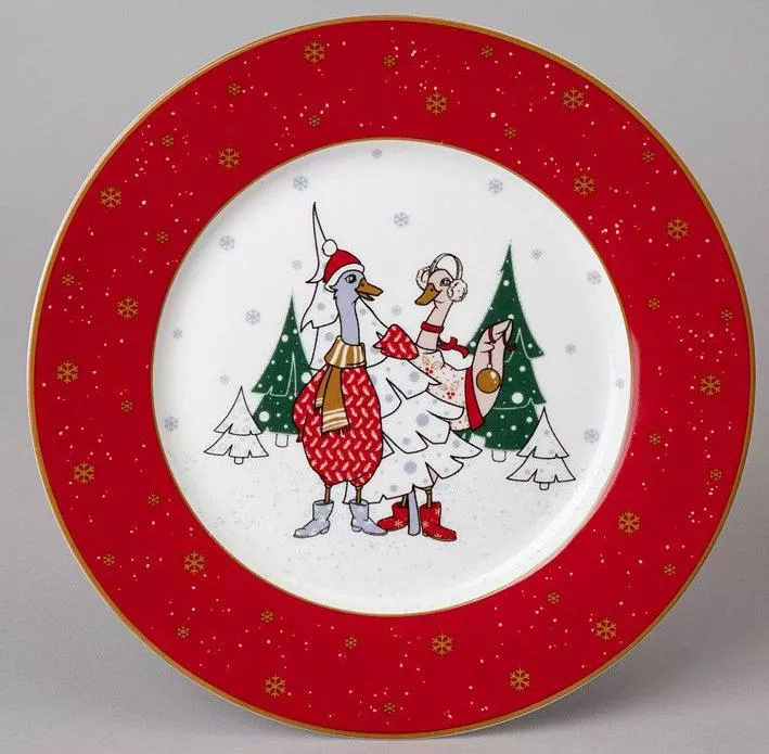 Тарелка закусочная Family Christmas красная