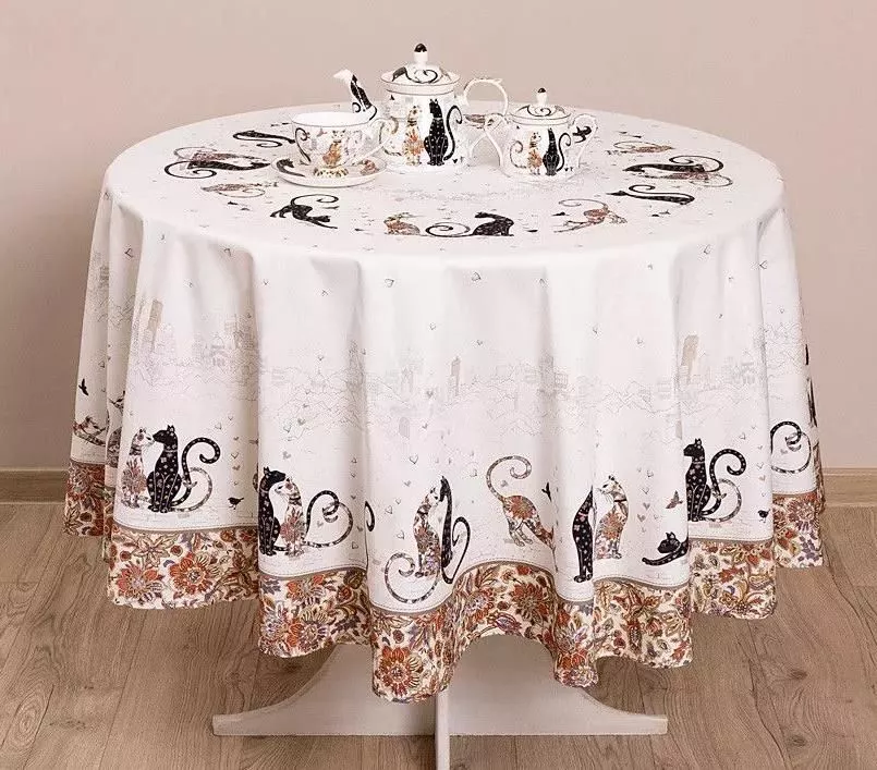 Скатерть Парижские коты круглая