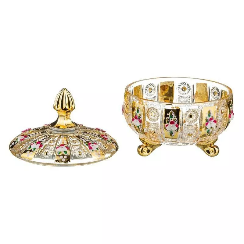 Конфетница с крышкой Lefard Gold Glass