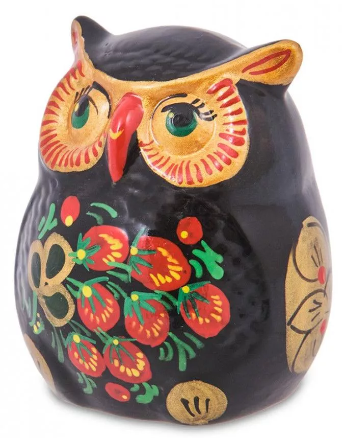 Фигурка Совенок хохлома (Гжельский фарфор)