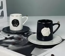 Кофейный набор Роза (черно-белый)