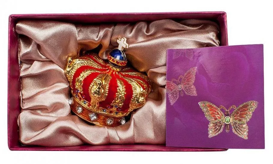 Шкатулка металлическая со стразами Корона