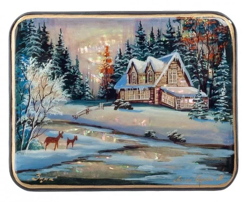 Шкатулка Зимний пейзаж Белова
