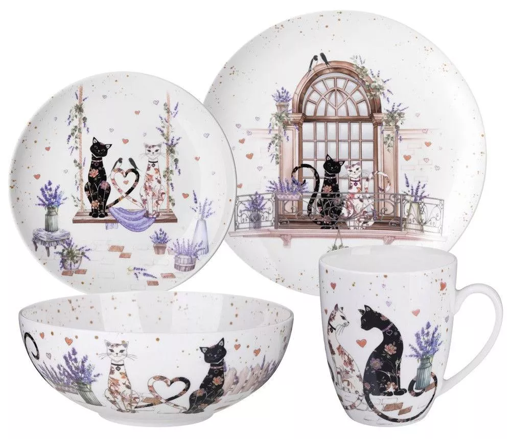 Набор посуды обеденный Лавандовые коты