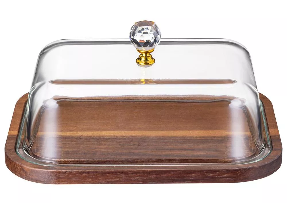 Блюдо для сервировки с крышкой Wood & Glass